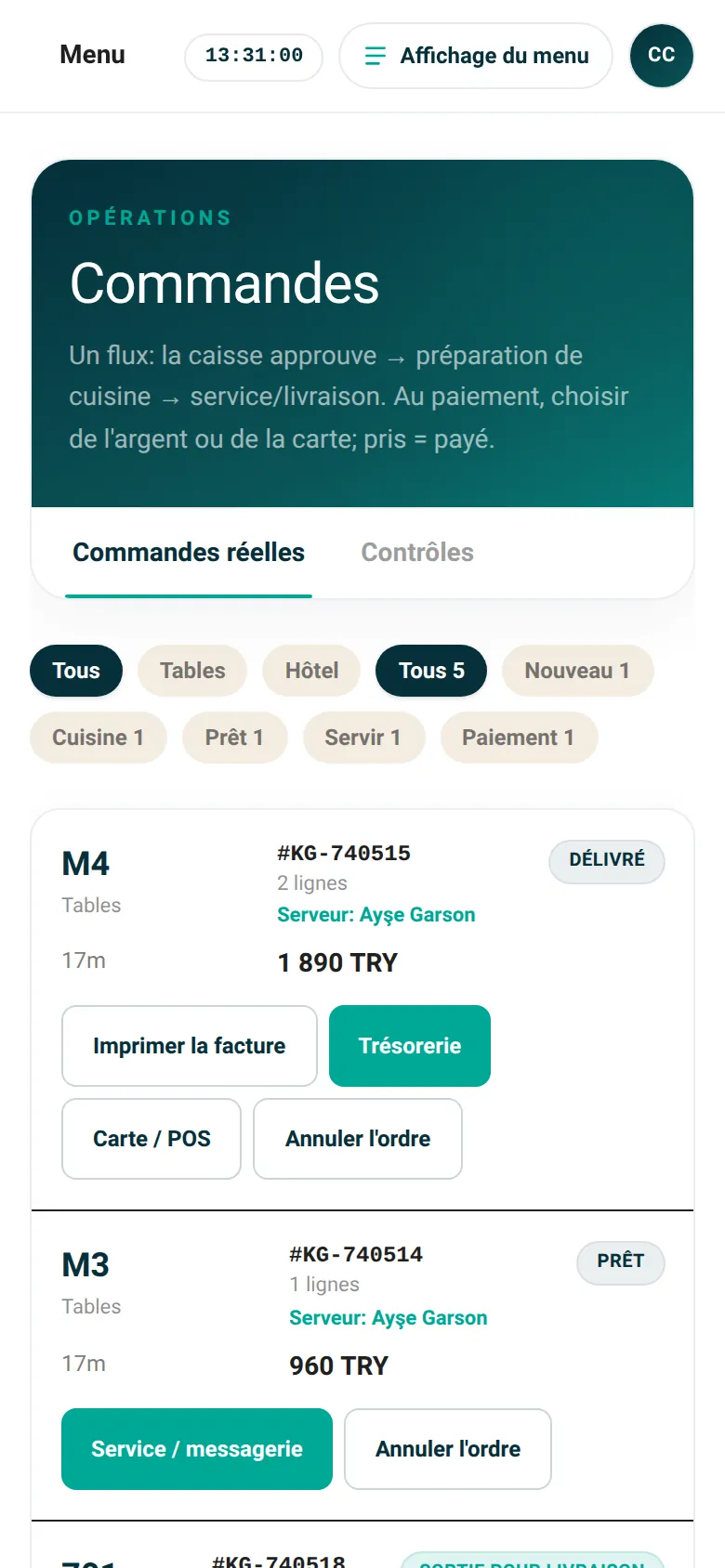 Café · Commandes