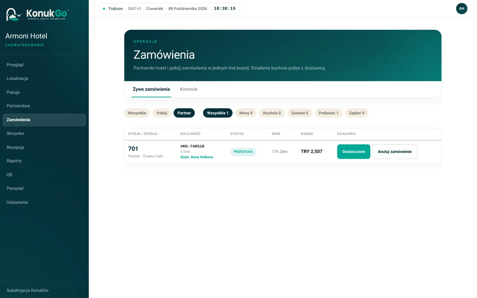 Zamówienia: na żywo
