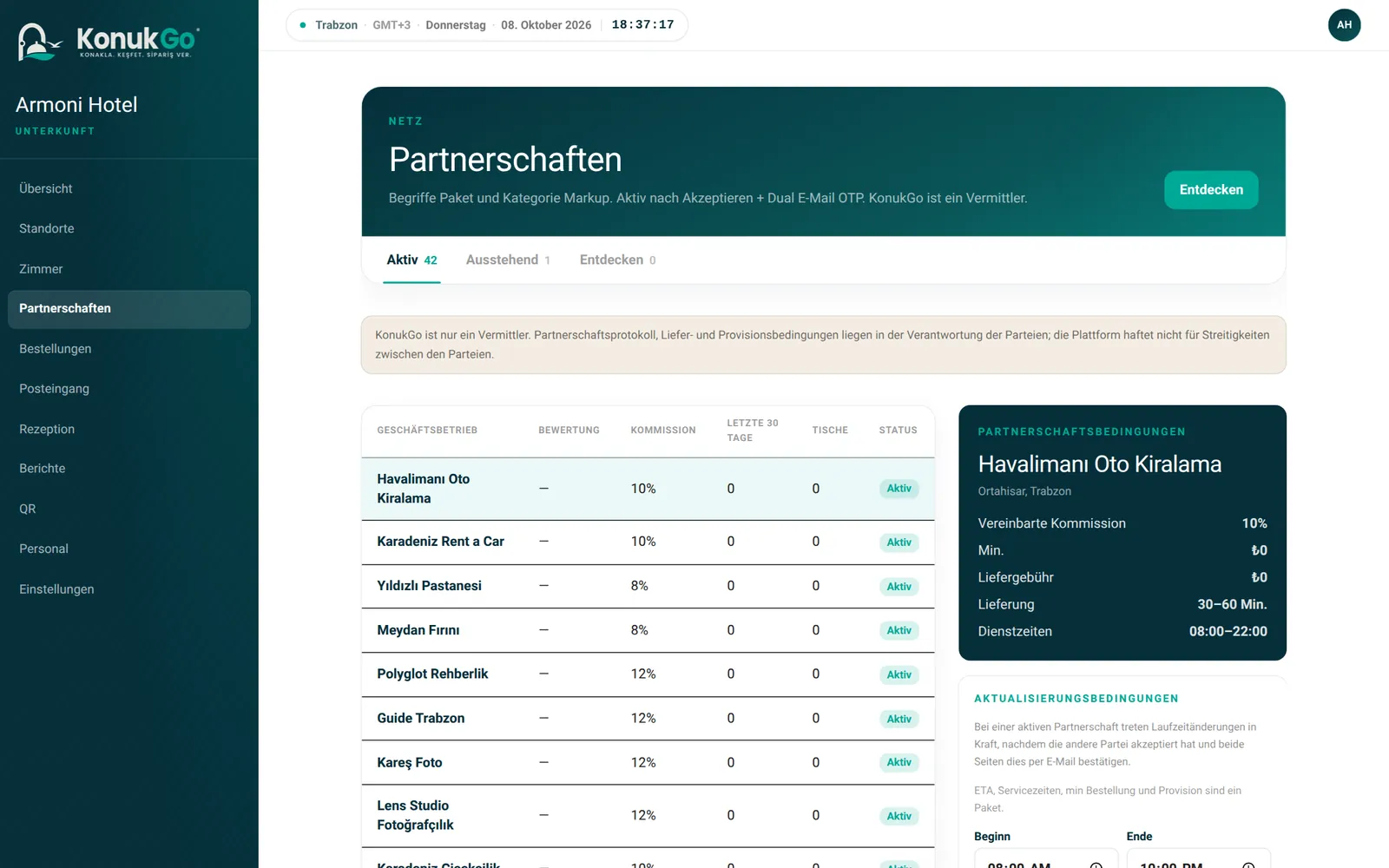Partnerschaften: Provision und Lieferbedingungen